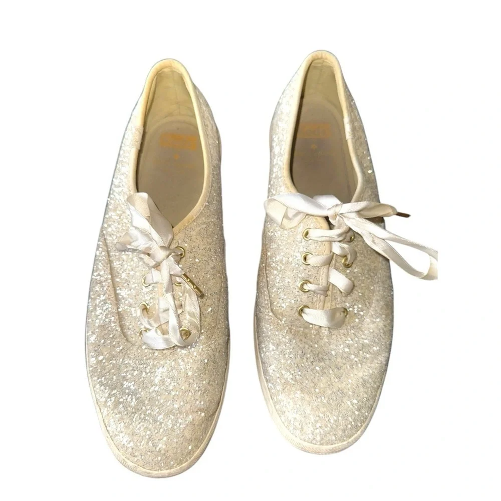 Kate Spade Cream Glitter Keds Sneakers